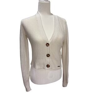 Abercrombie & Fitch white cream colored button up knit cardigan sweater